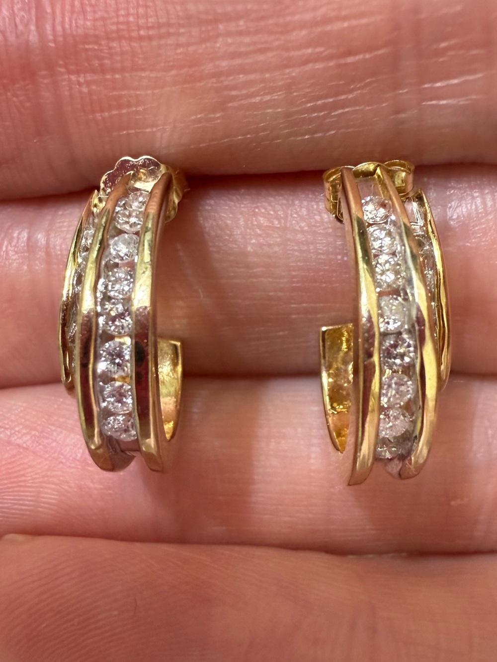 14k Solid gold Natural Diamond Hoop Earrings - Elegant Women’s Jewelry